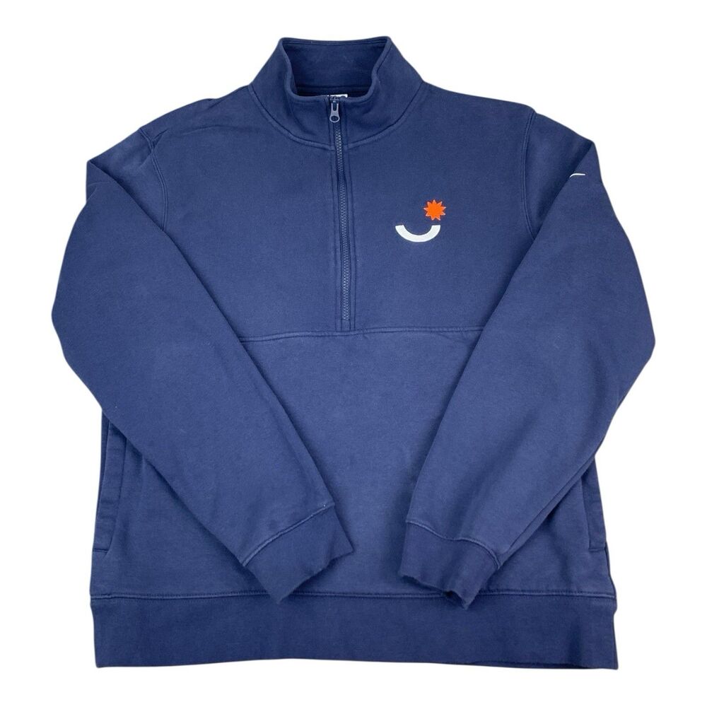 Nike Womens 1/2 Zip Pullover Sweatshirt Navy Blue Long Sleeves Size Large